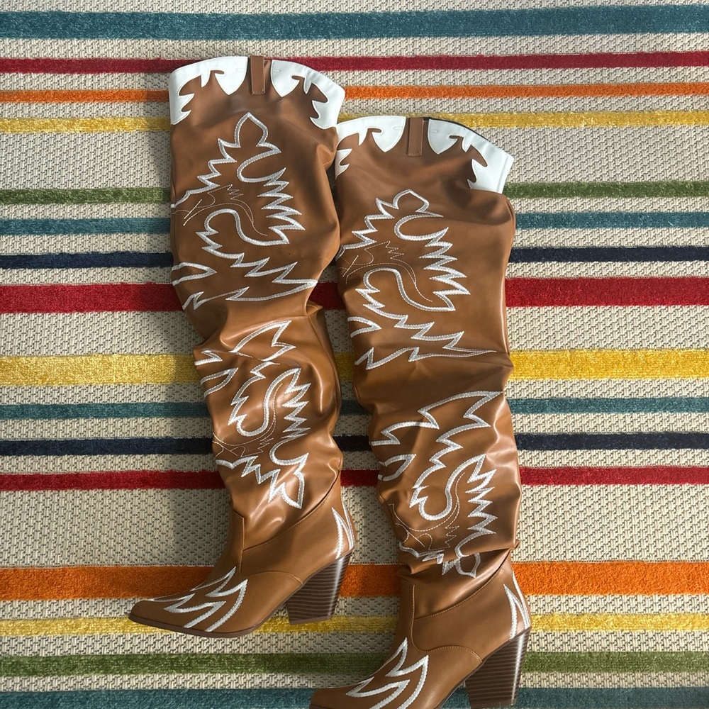 Tall cowgirl boots thigh high